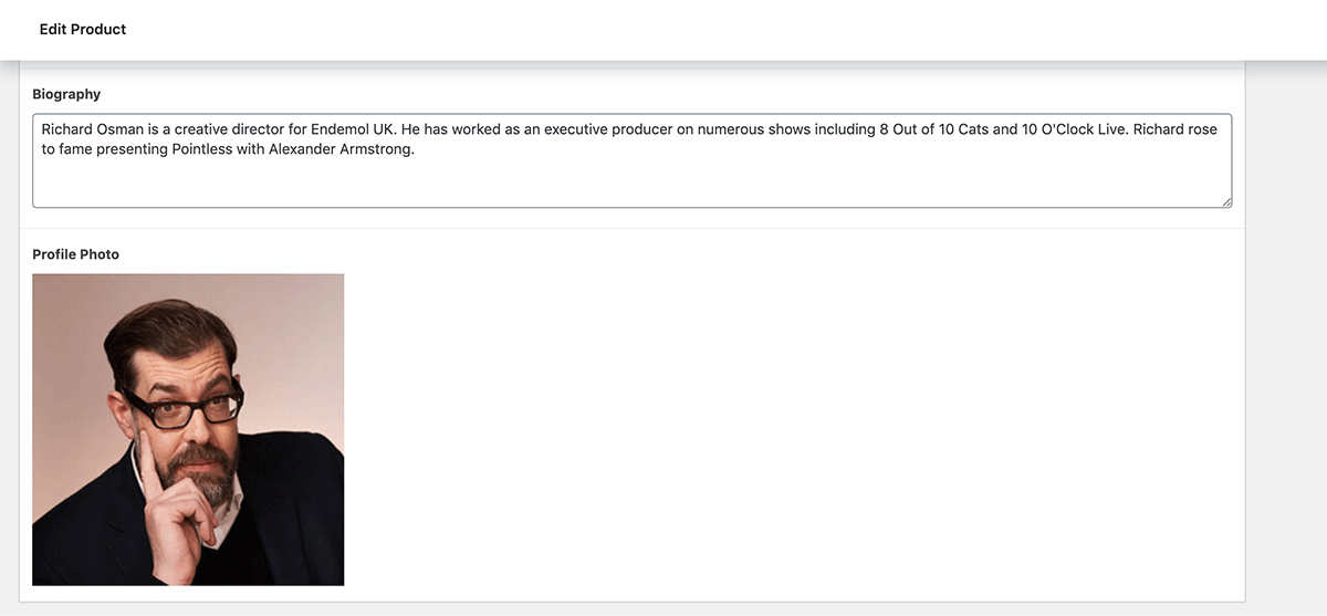 编辑器中的传记字段