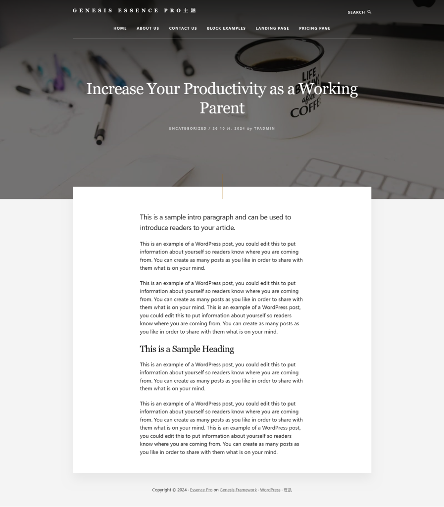 Genesis Essence Pro主题实例镜像