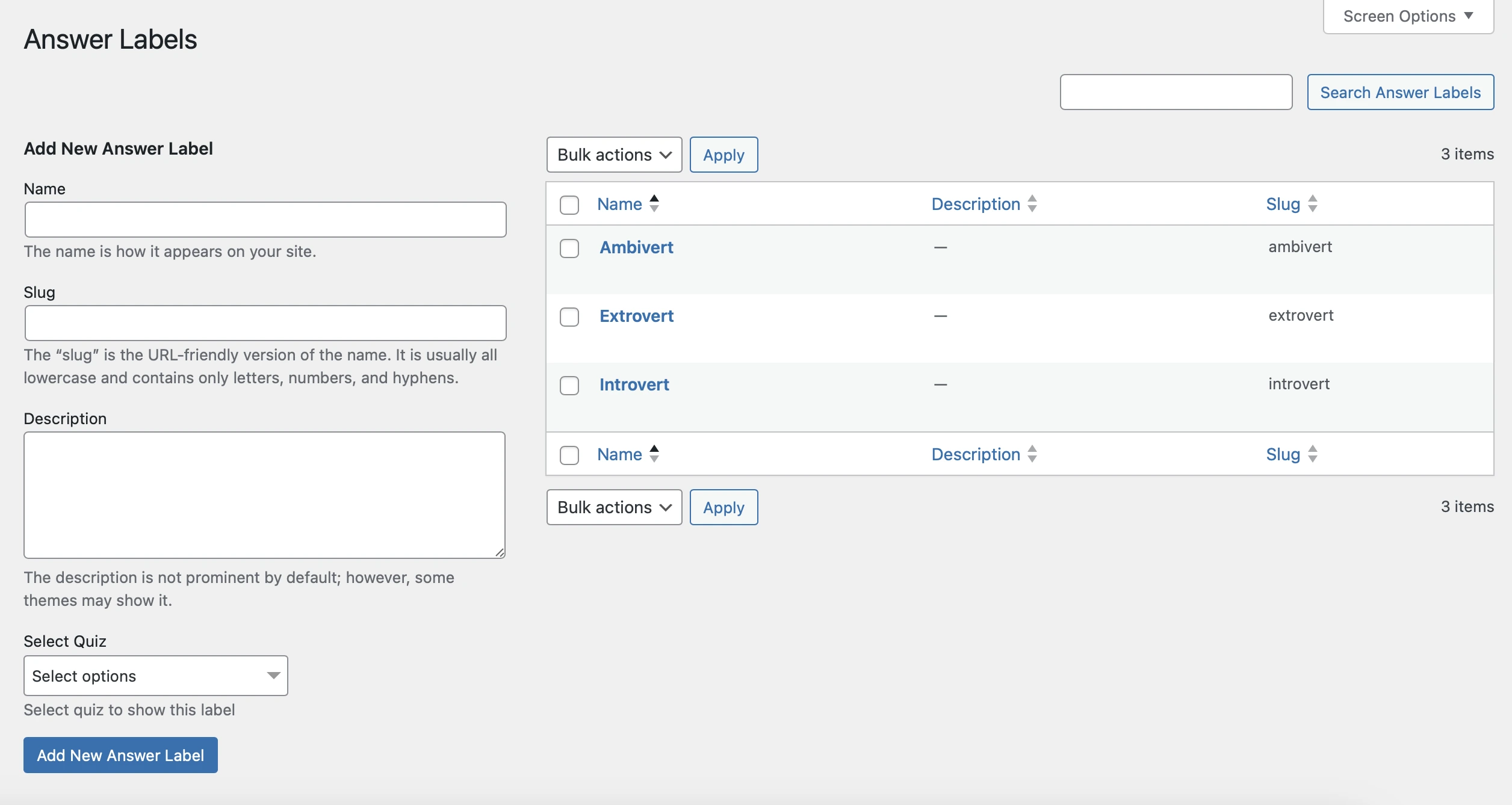 如何在 WordPress 中创建个性测试(4 个步骤) 个性测验添加手动标签