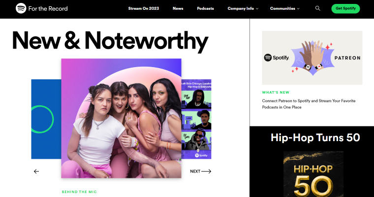 spotify 网站主页